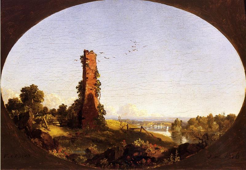 Frederic Edwin Church New England Landscape with Ruined Chimney Sweden oil painting art